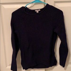 Navy blue cable knit sweater